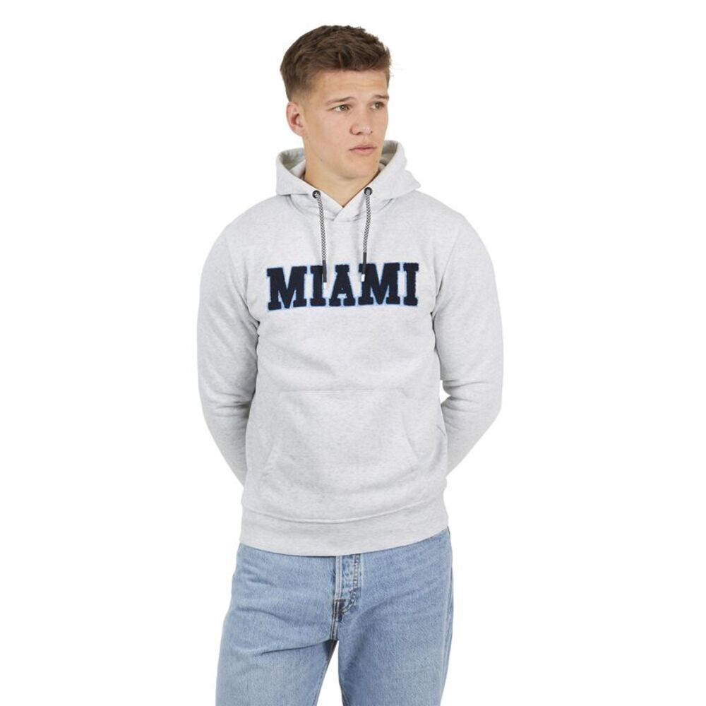 Brave Soul Mens Crossover Overhead Hoodie / Ecru Marl